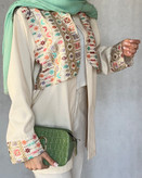 کت کتان زنانه سوزندوزی مدل جلیقه دار