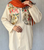 کت کتان زنانه سوزندوزی جلیقه دار