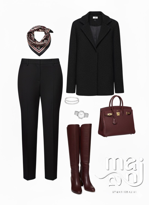 کت لمزوره مشکی با شاین نقرهای و یقه انگلیسی